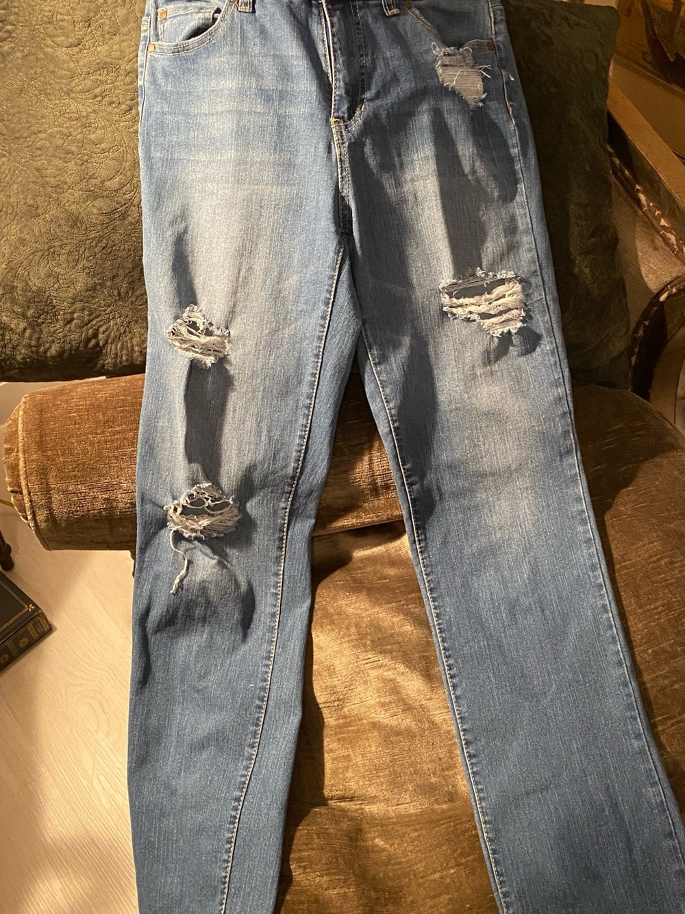 d. jeans Light Blue Ripped Straight Leg Jeans